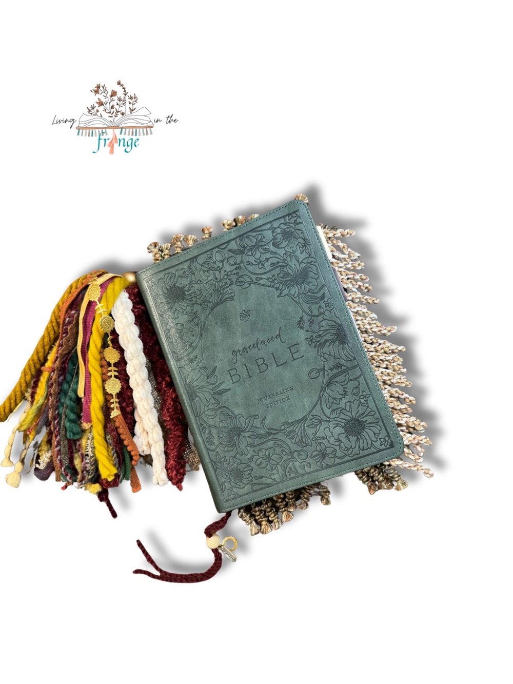 Fringed Graceland Bible with trim and Multicolor Tassel Bookmark -